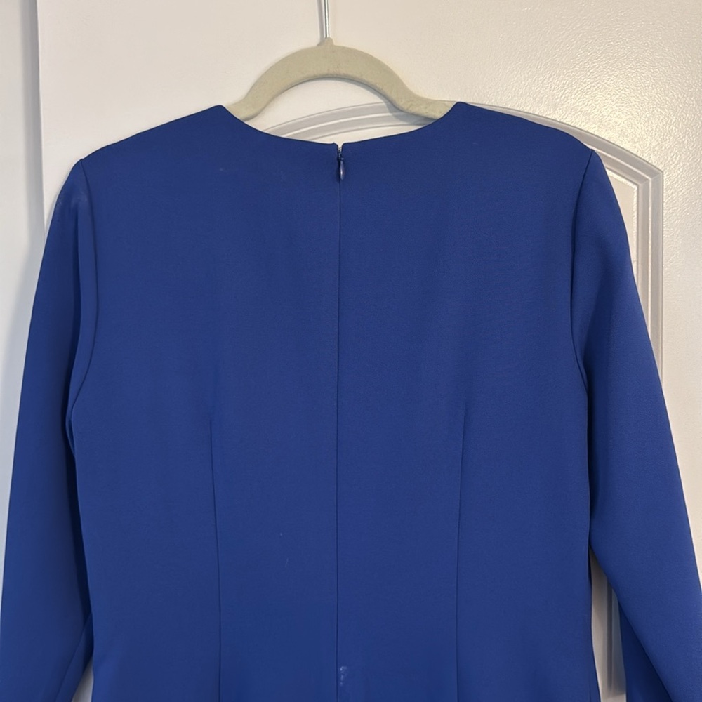 ANTONIO MELANI Womens Blue Zippered 3/4 Sleeve Round Neck Above The Knee 8 - Picture 4 of 6